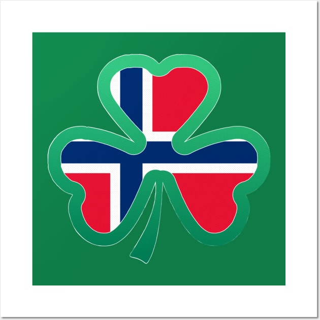 Norwegian Flag for st patricks day, Irish Shamrock Wall Art by Myteeshirts